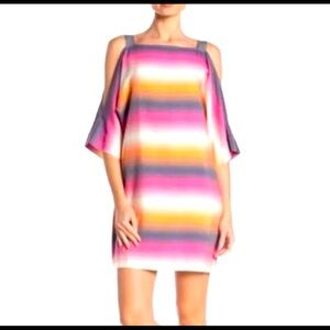 REVOLVE•TRINA TURK •STRIPED BARACOA COLD SHOULDER SHIFT DRESS WOMEN'S S  $ 268
